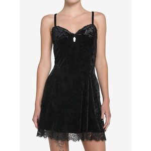 Hot Topic Black Velvet Slip Dress Small